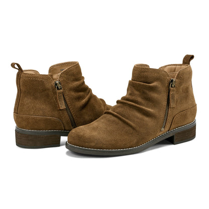 Nadya Round Toe Ruched Casual Booties