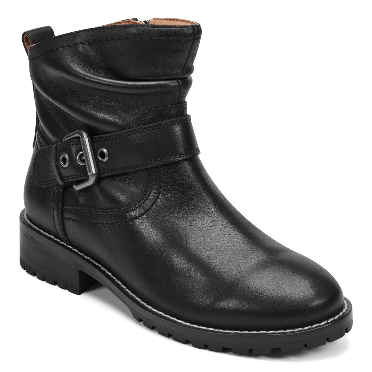 Thrill Leather Ruched Booties
