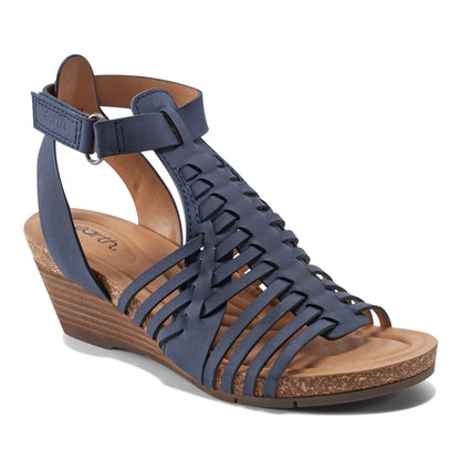 Hattie Round Toe Strappy Wedge Sandals