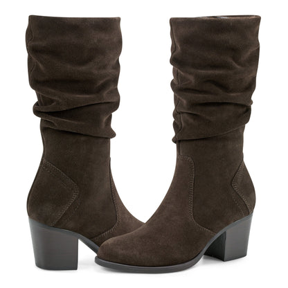 Vine Block Heel Almond Toe Casual Boots